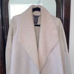 Chelsea & Theodore Faux Fur Wrap Cream Knit